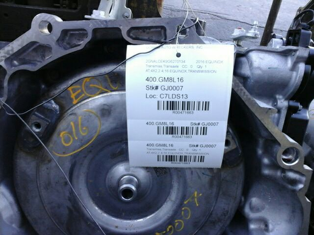 2016 Chevy EQUINOX AT, FWD, 2.4L Used Transmission